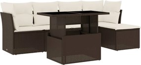 vidaXL Set canapele de grădină cu perne, 6 piese, maro, poliratan