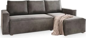 Promo Canapea de colt extensibila CAVELO, gri inchis, reversibila, calitate II