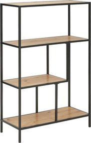Etajera ROCKY, stejar/negru, 77x34x114 cm