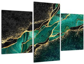 Tablou - Marmorat, petrol-auriu (90x60 cm)