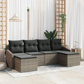 vidaXL Set de canapele pentru grădină 6 pcs Gri Rattan poli