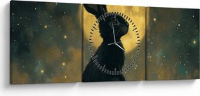 Tablou - Iepure cu lună (cu ceas) (90x30 cm)