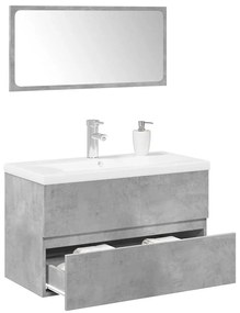 vidaXL Set mobilier de baie, 3 piese, gri beton, lemn compozit