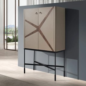 Bufet, Bar design LUX furnir de nuc si piele High sideboard