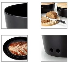 Cutie de pâine 13,5x30 cm neagră/bej Continenta C3730