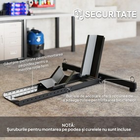 HOMCOM Suport Blocator Roată Moto cu Suport Reglabil, Capacitate de 816,5 kg,  Ø34-84 cm, Negru | Aosom Romania