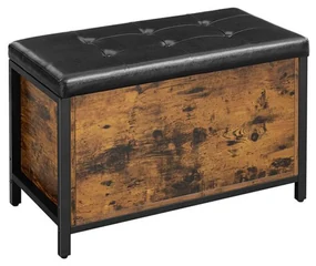 Cufar depozitare cu capac tapitat design industrial 80 x 40 x 50 cm