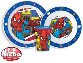 Omul Păianjen Grid set de tacâmuri, set de plastic micro, cu pahar de 260 ml