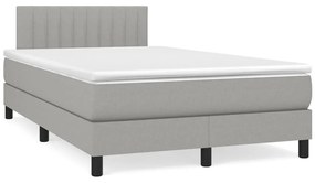 vidaXL Pat box spring cu saltea, gri deschis, 120x190 cm, textil