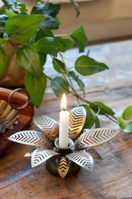 Suport pentru lumanare, din metal, H6cm, Leaf