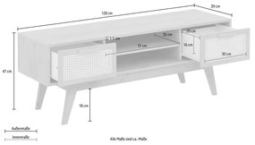 Comodă TV în culoare naturală cu aspect de lemn de stejar 128x47 cm Bridget – Støraa