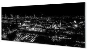 Tablouri pe sticlă panorama de noapte de zgârie-nori Varșovia