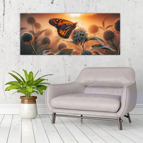 Tablou – Fluture în soare apunând (120x50 cm)