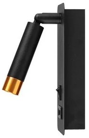 Spot de perete cu încărcător USB 1xG9/35W/230V negru/auriu