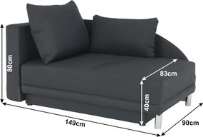 Canapea extensibilă, material textil gri-negru, stânga, LAUREL