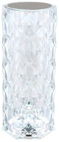 Lampa de masa cu baterii, plastic transparent cu efect de cristal Gixi alb 9cm