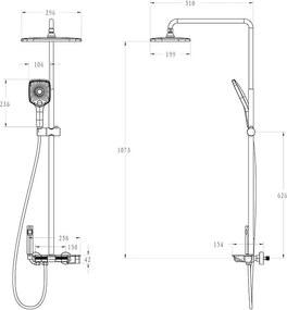 Set coloana dus S22, display digital, afisare temperatura