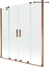 Mexen Velar Duo paravan pentru cadă cu 2 aripi glisante 160 x 150 cm, transparent, aur roz - 896-160-000-02-60
