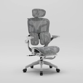 AEROMAX SLIDING Scaun ergonomic, Sezut Translatie, Cotiere Rabatabile, Tetiera 3D, Suport lombar dublu ajustabil, Suport picioare, Umeras, Full Mesh, Gri