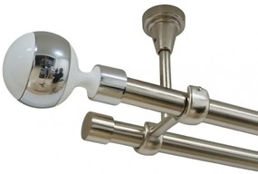 Galerie dubla kula alb fara inele prindere tavan 19/19 mm inox (Alege marime: 320 cm)