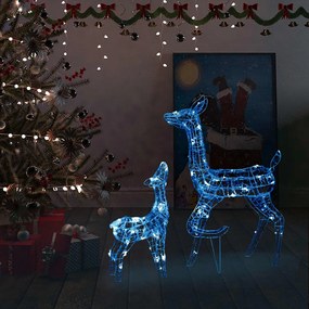 Decoratiune de Craciun familie reni 160 LED-uri albastru acril 1, Albastru