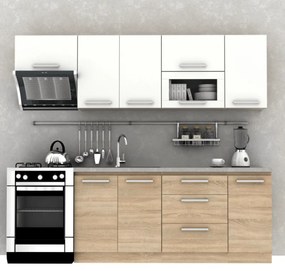 Mobilier Bucătărie NOVA PLUS 2,4 m Stejar Sonoma/Alb