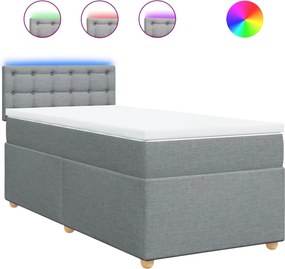 vidaXL Pat box spring cu saltea, gri deschis, 100x200 cm, textil