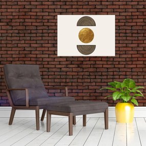 Tablou pe sticlă - Ornament de aur N⁰1 (70x50 cm)