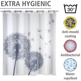 Perdea duș anti mucegai Wenko Dandelions, 180 x 200 cm, alb