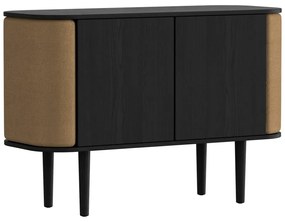 Comodă neagră/maro joasă cu aspect de lemn de stejar 109x75 cm Treasures – UMAGE