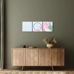 Tablou - Buchet de lalele (cu ceas) (90x30 cm)