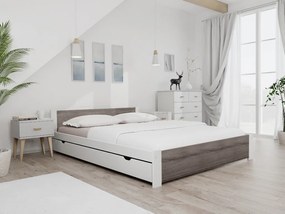 Pat de o persoana alb/stejar trufa, IKAROS 120 x 200 cm Saltele: Fara saltea, Somiera pat: Cu lamele drepte
