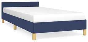 347389 vidaXL Cadru de pat cu tăblie, albastru, 90x200 cm, textil