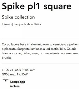 Spot aplicat Spike pl1 square cupru