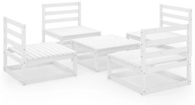 3075265 vidaXL Set mobilier de grădină, 5 piese, alb, lemn masiv de pin
