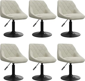 vidaXL Scaune de sufragerie pivotante 6 buc, crem, catifea