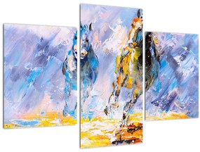 Tablou - Caii alergând, pictură în ulei (90x60 cm)