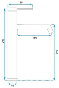 REA-B5319 - Baterie lavoar FOSS, 29,5 cm, auriu periat