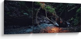 Tablou cu râu montan (cu ceas) (90x30 cm)