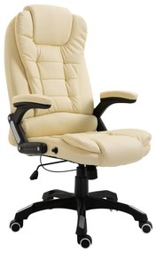 vidaXL Scaun de birou, crem, piele ecologică