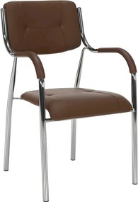 Scaun conferinta ILHAM, piele ecologica/metal, maro, 52x55x85 cm