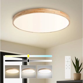 Brilagi - Corp de iluminat LED reglabil WOODLINE LED/100W/230V 3000-6000K stejar Ø 80 cm + telecomandă