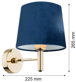 Lampă de perete PONTE 1xE27/15W/230V albastră/alamă Argon 4348