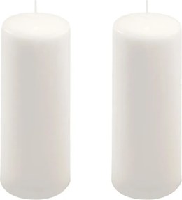 Set de lumânări tip pilon, 20 cm, Ø 7,5 cm, alb, 2 buc