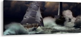 Tablou - Vapor în furtună (120x50 cm)