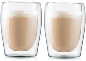 Set 2 pahare Cappuccino Vivo, sticla borosilicata, pereti dubli, 300 ml