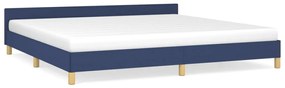 347445 vidaXL Cadru de pat cu tăblie, albastru, 200x200 cm, textil