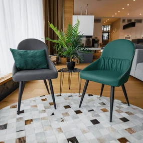 Scaun de masă, piele ecologică verde/metal, KALINA