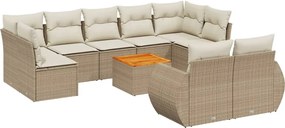 vidaXL Set canapele de grădină cu perne, 10 piese, bej, poliratan