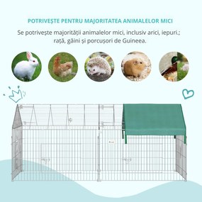 PawHut Țarc pentru Animale cu Învelitoare și Uși, 220x103x103 cm, Verde | Aosom Romania
